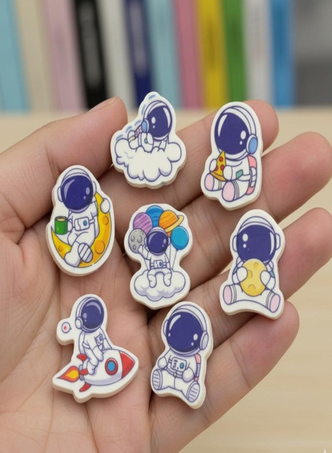 KHUSHA CREATIONS Set of 6 Astronaut Erasers for Kids | Fun Study Table Stationery for School | Soft Rubber Pencil Eraser Set for Boys & Girls | Ideal for Return Gifts & Classroom Use - Image 4